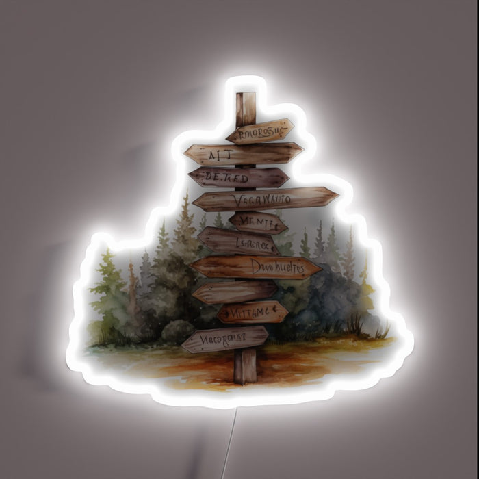 Vintage Wood Sign with Vibrant Neon Accents and Artistic Distress.