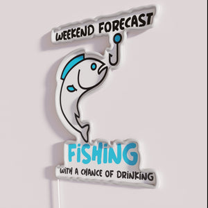 Neon weekend forecast fishing decor with colorful RGB LED lighting