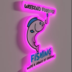 Neon weekend fishing forecast display for your favorite hangout spot