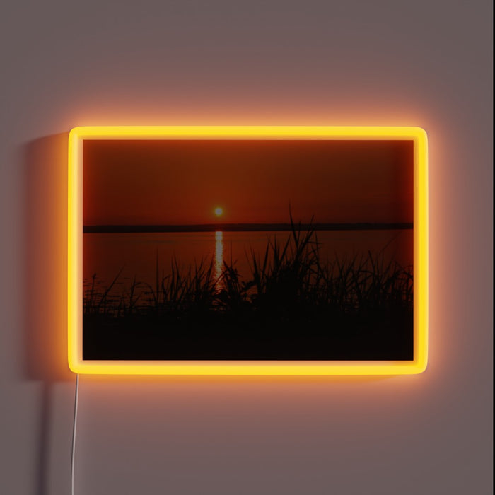 Vibrant Welsh sunset in neon lights, perfect for any space.