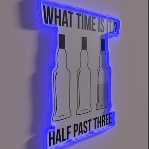 Quirky Retro Half Past Three Time Display with Colorful Neon Accents