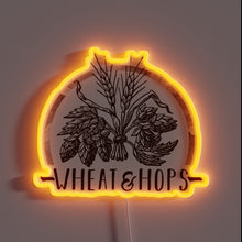Load image into Gallery viewer, RGB Neon Sign Featuring Interconnected Wheat and Hops Icons