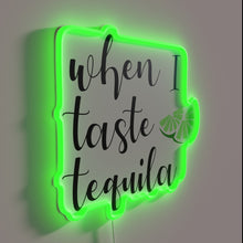 Load image into Gallery viewer, Sleek RGB illuminated tequila tasting room decor statement wall art