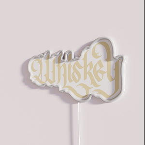 Vintage whiskey bar decor with elegant calligraphy LED neon lighting