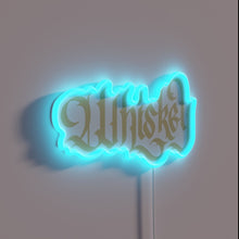 Load image into Gallery viewer, Whiskey lover&#39;s indulgent oasis with vibrant calligraphy in RGB glow.