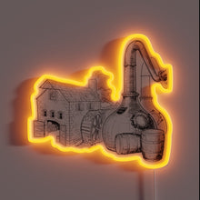 Load image into Gallery viewer, Vibrant Whiskey Distillery Logo with Color-Changing RGB Neon Accents