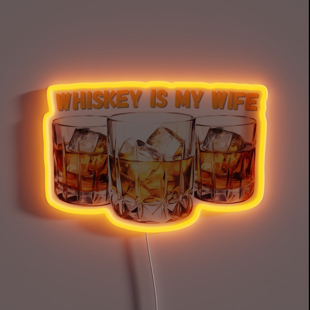 Whiskey-themed personalized gift for whiskey enthusiast RGB neon bar decoration.