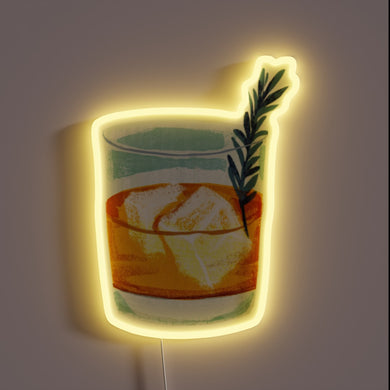 Whiskey connoisseur's dream decorative light, illuminated whiskey on the rocks.