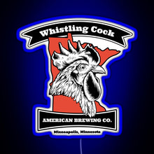 Load image into Gallery viewer, Whistling Cock American Brewing Co Minneapolis MN RGB neon sign blue