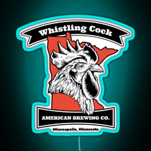 Load image into Gallery viewer, Whistling Cock American Brewing Co Minneapolis MN RGB neon sign lightblue 