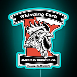 Whistling Cock American Brewing Co Minneapolis MN RGB neon sign lightblue 