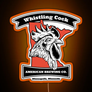 Whistling Cock American Brewing Co Minneapolis MN RGB neon sign orange