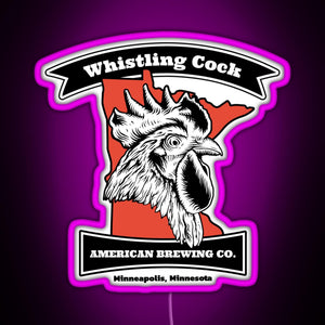 Whistling Cock American Brewing Co Minneapolis MN RGB neon sign  pink