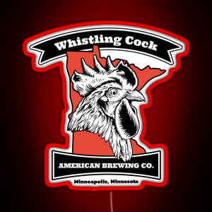 Whistling Cock American Brewing Co Minneapolis MN RGB neon sign red