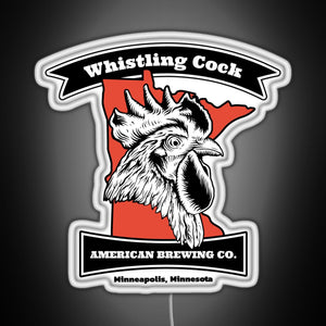 Whistling Cock American Brewing Co Minneapolis MN RGB neon sign white 