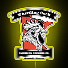 Load image into Gallery viewer, Whistling Cock American Brewing Co Minneapolis MN RGB neon sign yellow