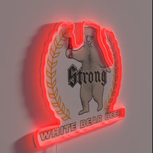 Load image into Gallery viewer, Vibrant retro neon sign featuring a white bear logo.