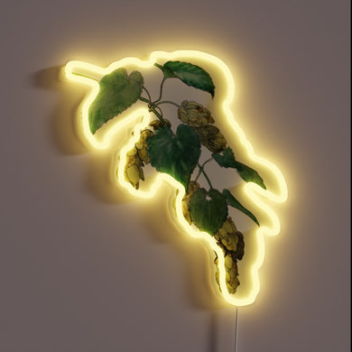 Vibrant Wild Hops Bar Sign with Color-Changing LED Lighting Effect