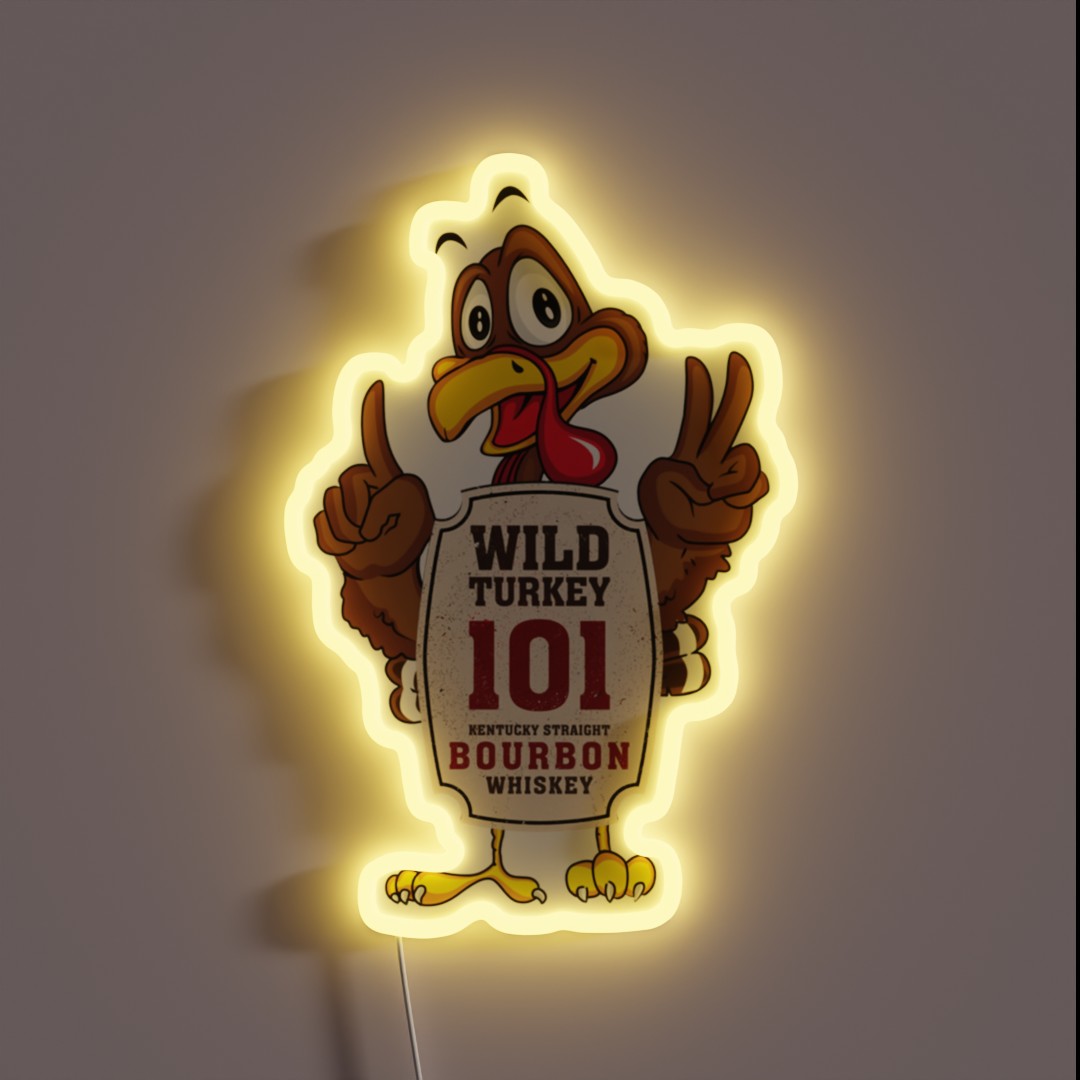 Wild Turkey Bourbon Alcohol Drinking Gift Distressed Look Rgb Led