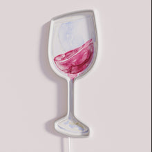 Load image into Gallery viewer, Brightly lit neon wine glass decor for modern home ambiance