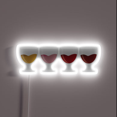 Shining Wine Glass LED Sign with Vibrant RGB Neon Accents