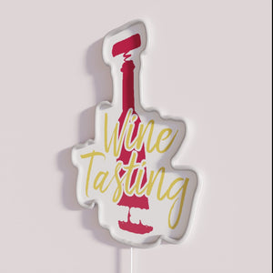 RGB neon bar decor, wine tasting and drinking enthusiast sign.