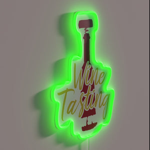 Personalized neon bar decoration celebrates wine connoisseurship and enthusiasm brightly.