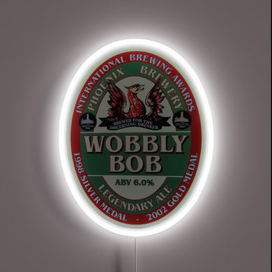 Retro-inspired beer pump clip decoration with vibrant RGB neon accents.