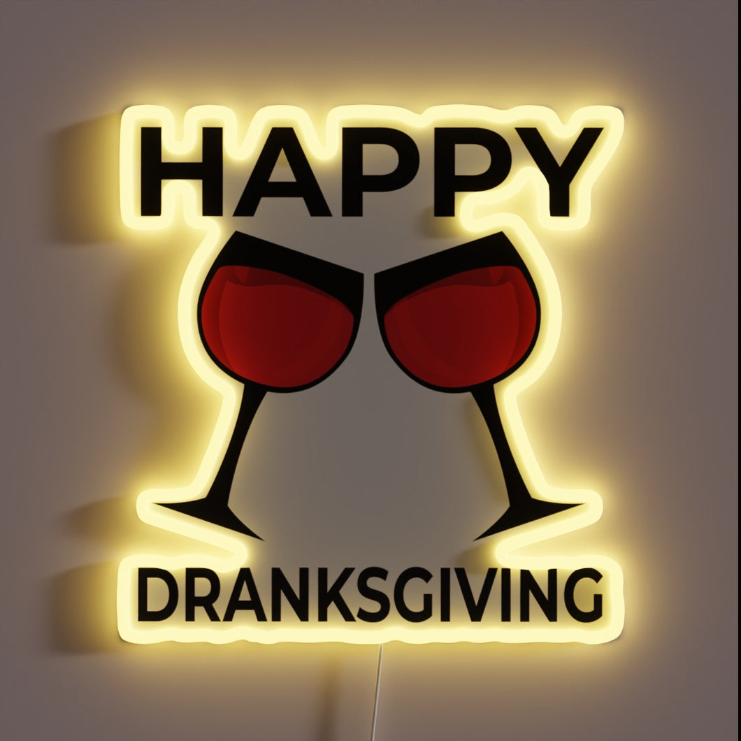 Glowing Neon Sign for Women Who Love Drinking on Thanksgiving