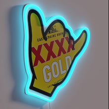 Load image into Gallery viewer, Vintage style 4x4 neon gold LED light box decoration