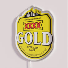 Load image into Gallery viewer, Glowing LED Gold Logo Neon Sign with Colorful RGB Lighting