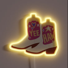 Load image into Gallery viewer, These vibrant neon cowboy boots shout “YEE HAW” in bold style — perfect for lighting up any western-themed space with playful attitude and country charm.