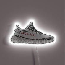 Load image into Gallery viewer, Alt text: &quot;Neon outline of a Yeezy Boost 350 sneaker with &#39;SPLY-350&#39; text, glowing in white.&quot;
