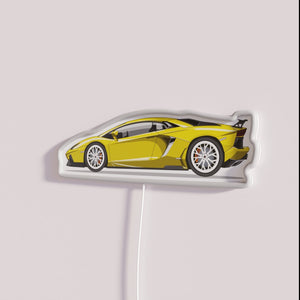 Neon Yellow Lamborghini Sign with Full Color Changing RGB Lighting