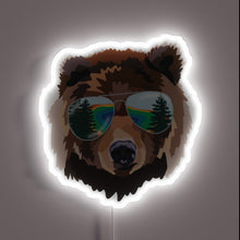 Load image into Gallery viewer, Bear with sunglasses Yellowstone neon sign.