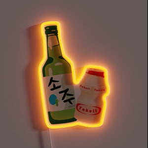 Vibrant RGB Neon Sign Adorned with Yogurt Soju Inspired Design