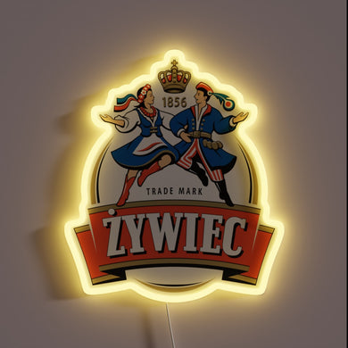 Authentic Polish Beer Sign with Vibrant Neon RGB Accents