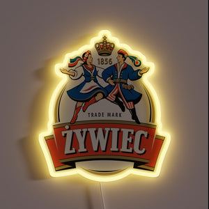 Authentic Polish Beer Sign with Vibrant Neon RGB Accents