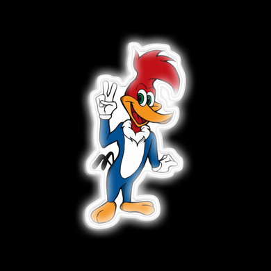 Woody Woodpecker neon sign on canvas