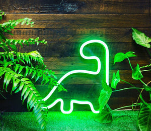 Small green dinausaur neon sign factory