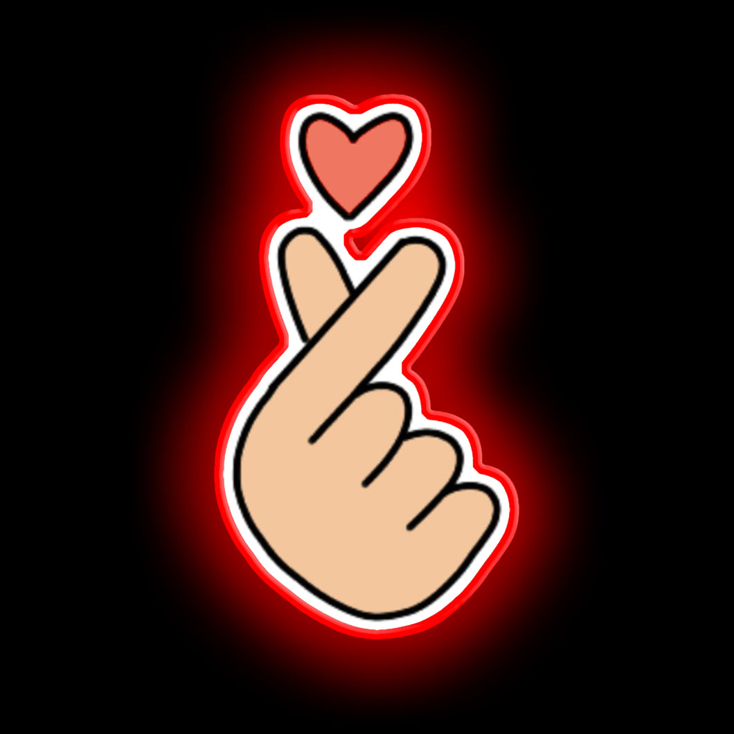 Finger heart kpop neon sign