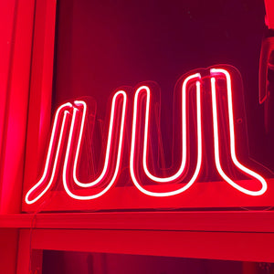Juul sign made with led red