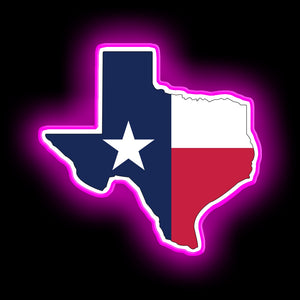 Texas State Outline with Flag neon sign