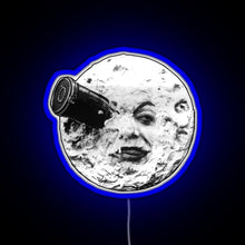Load image into Gallery viewer, A Trip to the Moon Le Voyage Dans La Lune face only RGB neon sign blue