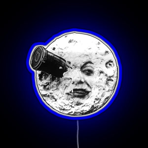 A Trip to the Moon Le Voyage Dans La Lune face only RGB neon sign blue