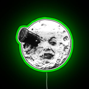 A Trip to the Moon Le Voyage Dans La Lune face only RGB neon sign green