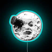 Load image into Gallery viewer, A Trip to the Moon Le Voyage Dans La Lune face only RGB neon sign lightblue 