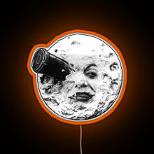 Load image into Gallery viewer, A Trip to the Moon Le Voyage Dans La Lune face only RGB neon sign orange