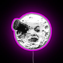 Load image into Gallery viewer, A Trip to the Moon Le Voyage Dans La Lune face only RGB neon sign  pink