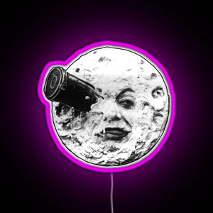 A Trip to the Moon Le Voyage Dans La Lune face only RGB neon sign  pink